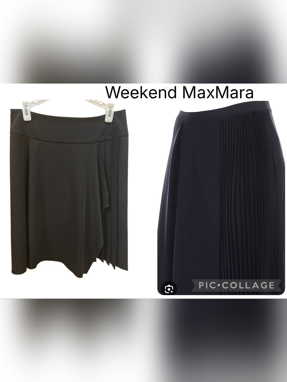 NWT Weekend Max Mara Black Asymmetrical Pleated-Panel Faux Wrap Front Skirt Sz10 - Picture 1 of 8